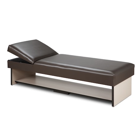 CLINTON Panel Leg Couch w/ Full Shelf, w/adj. head Dark Cherry, Desert Tan 3710-15-1DC-3DT